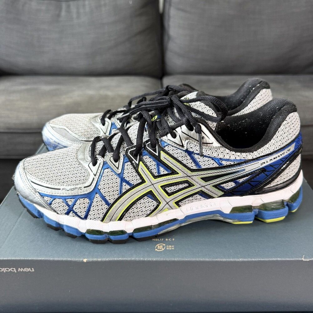 Asics Gel-Kayano 20th Anniversary Blue Grey Silver Running Shoes Men's Size 12